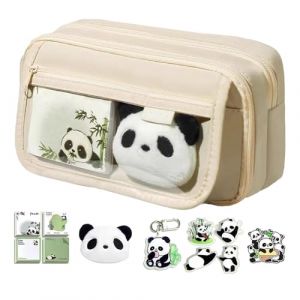 Qikam Trousse Scolaire Panda, Trousse à Crayons de Grande Capacité, Étui À Crayons Panda Kawai-i, Sac à Crayons école Trousse Panda avec Plusieurs Compartiments pour Filles et garçons (qinlkam, neuf)