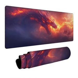 Tapis de Souris Ch&acirc;teau &Eacute;tanche Mouse Pad Dragon Tapis de Souris XXL 800 x 400 x 3mm Bords Cousus Pr&eacute;cision et Vitesse Am&eacute;lior&eacute;es pour Ordinateur Portable Clavier Gamer Decoration Automne FSBD-8147 (FGYBDWOU, neuf)