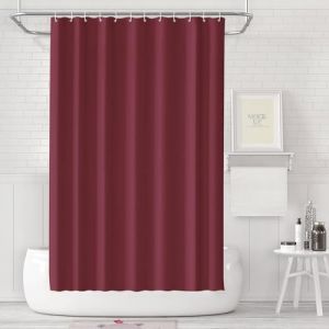 LUKDUNG Rideau de bain 180 x 180 cm - Anti-moisissure - En tissu imperméable et lavable - En PEVA - Avec 12 anneaux de rideau de douche - Rouge foncé (LIK, neuf)