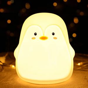 LOVERUIS Veilleuse Enfants, 7 couleurs Lampe de Nuit Bébé Veilleuse, Kawaii Veilleuse Déco Chambre Bébé Veilleuse Enfants Batterie, portable pour cadeau déco (Baleine) (Pingouins) (LOVERUIS, neuf)