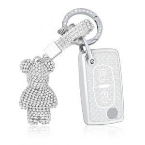 OFF WE GO Coque Clé Etui Cles pour Citroën C2 C3 C4 C5 C6 C8 Peugeot 107 206 207 307 307S 308 408 508 407 607 807 Étui Clés Boitier Clé Voiture Protecteur Clé Voiture avec Porte-clés, Blanc (OFF WE GO, neuf)