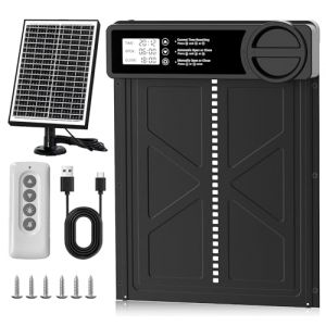Porte Poulailler Automatique Solaire Anti-Pincement avec Minuterie du Soir/Matin, Porte Automatique Poulailler Solaire | Grand Panneau Solaire | Batterie Haute Capacité | Télécommande | Aluminium (Innoland Tech, neuf)