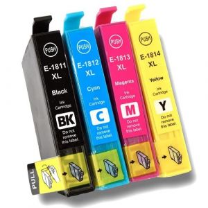 Patronenprofis 1 lot = 4 cartouches d'encre compatibles T18 XL pour Expression Home XP 102 202 205 212 215 225 30 302 305 312 313 315 322 325 33 402 405 412 413 415 40 20 422 425 (LED-lampe24, neuf)