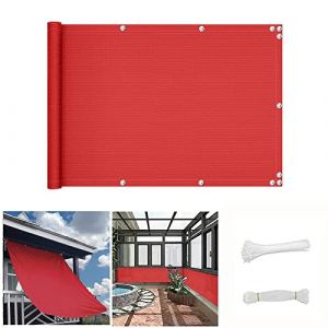 QINGLV Brise Vue 90x1000cm &Eacute;cran De Balcon Protection UV R&eacute;Sistant &agrave; l'eau Paravent De Balcon Opaque pour Terrasse, Jardin, Piscine, Patio, Bordure -Rouge (YuLinASiYaKuaTouShangMaoYouXianGongSi, neuf)