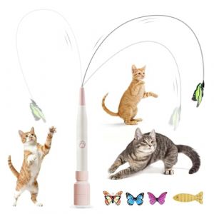 B&acirc;ton d'exercice Amovible &agrave; 2 Modes pour Chat, Jouet pour Chat &Eacute;lectrique Papillon, Interieur Jouet pour Chat avec Ventouse, Canne &agrave; P&ecirc;che &Eacute;lectrique pour Chat, Jouet Papillon Chat pour Petits/Grands (Kangteni-EU, neuf)