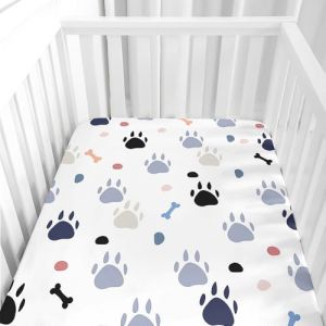 Treer Mod&egrave;le 3D Drap Housse pour Lit B&eacute;b&eacute;, Drap Housse Nacelle Confort. Drap Housse Couffin et Berceaux Prot&egrave;ge Matelas Compatible pour Lit &agrave; Barreaux Enfant (wei&szlig; graublanc gris,95x65x10cm) (Treer, neuf)