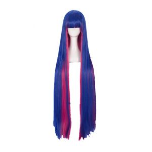LINLINCD -Wig Anime Cosplay Jeu de rôle pour culotte avec jarretière Anarchie Cosplay 100 cm de long Mélange bleu rose perruque (qiu lai shan mao hang, neuf)