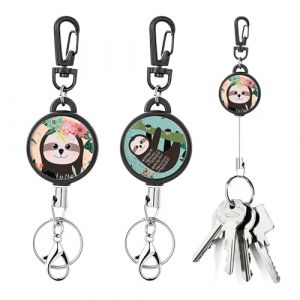 Silars Porte Badge Enrouleur avec Mousqueton, 2pcs Porte Clef Enrouleur Porte Clé Yoyo avec Mousqueton, Porte Badge avec Cordon Rétractable pour Sert à Fixer Les Clés Et Les Cartes d'accès (01) (Silars, neuf)