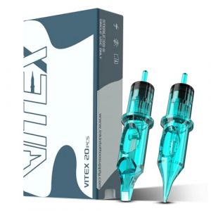 INKin Aiguille Tatouage 7RS 20 Pièces, Cartouche Tatouage #12 Standard 0,35mm Round Shader avec Membrane, Vitex Professionnelles Jetables Stérile Aiguilles Tatouage pour Machine a Tatouer (1207RS) (INKintattoosupply, neuf)