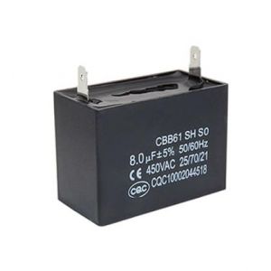 Condensateur CBB61 avec 2 connecteurs 8 uF 450V 25/70/21. Condensateur de démarrage de moteur 1 Pièce. (8μF) (Synn53, neuf)