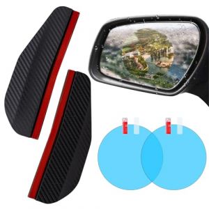 ZhouWei 4 Pi&egrave;ces R&eacute;troviseur Pare Pluie Set, Universel en Fibre de Carbone R&eacute;troviseur Lat&eacute;ral Pluie Sourcil avec Film Antipluie Film Anti-Bu&eacute;e pour Voitures, pour Plupart Voitures Camions (ZONGGHU, neuf)