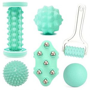 Balle de Massage Lot de 6,Rouleau de Massage,Balle de Lacrosse,Boule de massage,Rouleau Massage Pied & Reflexologie Balle pour Fasciite Plantaire, Colonne Cervicale, Dos, Fesses, Épaule, Bras (EASJOY EU, neuf)