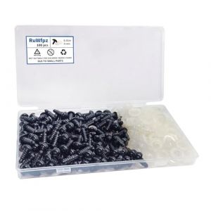 RuWfpz Yeux de Securite Amigurumi Crochet 8mm - 100pcs Yeux de Sécurité Poupée en Plastique Noir, Oeil Yeux pour Peluche Amigurumi, Bouton Yeux a Coudre Animaux (WfpcDirect, neuf)