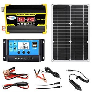 CORLYSE Kit De Panneaux Solaires 4000W, Kit D'onduleur Solaire Portable Léger, avec Contrôleur Solaire 30A, Système d'alimentation Solaire Complet pour Maison, Abri, Ferme, Camping-Car, Bateaux,Black (Empty Love-shop, neuf)