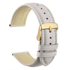 WOCCI 18mm Vintage Bracelet Montre en Cuir pour Homme Femme, Sangle de Rechange avec Boucle Dor&eacute;e (Ivoire) (Wocci Watch Bands~FR, neuf)