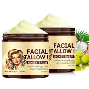2PC Baume De Suif Pur,Soin De La Peau Au Suif De Bœuf,Crème Hydratante A Base De Suif De Boeuf,Suif De Bœuf Fouetté Et Baume Au Miel,Hydratant Fouetté Pour Le Visage Et Le Corps Hydratante (B) (YCHHY-EU, neuf)