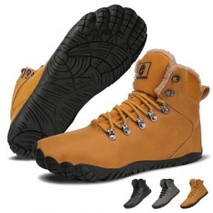VEXITO Barefoot Bottes de Neige Homme Femme Cuir Imperm&eacute;able Chaussures d'hiver Chaude Antid&eacute;rapant Bottine Lacets Fourr&eacute;es L&eacute;g&egrave;res Marron 38 (QuelleFabrik, neuf)