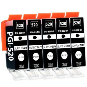 Supply Guy 5 Cartouches d'encre avec Puce Compatible avec Canon PGI-520 (Noir) pour Canon Pixma IP3600 IP4600 IP4600-X IP4700 MP540 MP550 MP560 MP620 MP630 MP640 MP640-R MP980 MP990 MX860 MX870 (SupplyGuy, neuf)