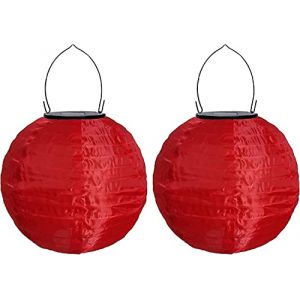 Youning Lampions d'ext&eacute;rieur r&eacute;sistants aux intemp&eacute;ries - Lanterne solaire LED &eacute;tanche &agrave; suspendre - 30 cm - Lanterne solaire pour l'ext&eacute;rieur - D&eacute;coration d'ext&eacute;rieur en nylon - Lanterne ronde - (ZDD123, neuf)