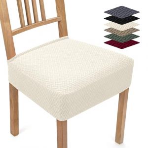 Housse de Chaise Extensible 4 Pièces Housse de Chaise Salle à Manger Moderne Jacquard Housse pour Chaise Amovible Housse de siège de Chaise pour Cuisine hôtel fête (Crème, 4 Pièces) TB (Ballad, neuf)