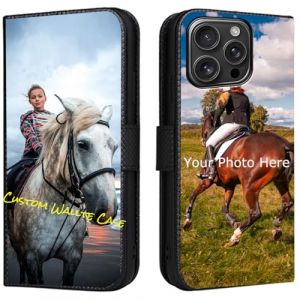 FortiCase Coque Personnalis&eacute;e pour iPhone 12 Pro Max,Cuir Housse Clapet Protection &Eacute;tui Fentes Support Case,Personnalisable Etui avec Votre Propre Photo Image Texte Housse - Black-LN4 (Lanni Trade, neuf)