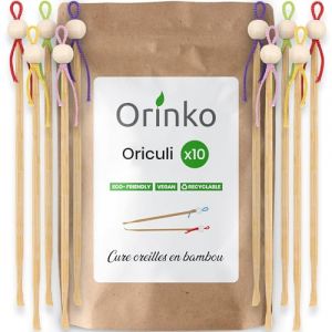 ORINKO - Cure Oreille Japonais en Bambou 10x - Cure Oreille Écologique et Réutilisable pour Remplacement Coton Tige - Zéro Déchet (Eslab, neuf)