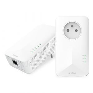 STRONG - Powerline WiFi 1000 Kit - Duo Prises CPL WiFi - Kit CPL - 1000 Mbps/WiFi 1200 Mbps - Compatible Toute Box/Routeur - 1 Port Ethernet + Prise Filtr&eacute;e - Installation Rapide - Blanc (STRONG France, neuf)