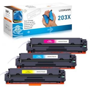 LOSMANN 203X Toner Compatible pour HP 203X 203A CF541X CF542X CF543X pour HP Color Laserjet Pro MFP M281fdw M281fdn M281cdw M280nw M254dw M254nw M254dn (Cyan Jaune Magenta, 3-Pack) (LOSMANN, neuf)