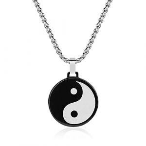 GAVU Collier Chaîne Acier Inoxydable Pendentif Taijitu Yin Yang Homme 50cm (GAVU, neuf)
