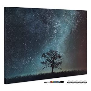 Navaris Tableau magnétique - Panneau mémo 90 x 60 cm avec aimants - Tableau mural design nuit étoilée avec marqueur - Décoration murale (SX-Commerce, neuf)