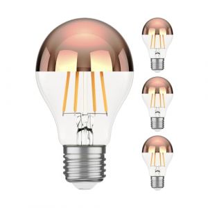 ledscom.de 4 ampoules LED E27, A60, blanc chaud (2600 K), 7,5 W, 839lm, miroir de tête (or rose) (LEDs Com GmbH, neuf)