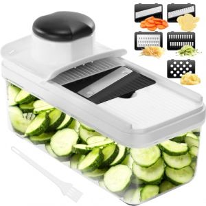 Mandolines de Cuisine - Coupe Legume Multifonctions - Mandoline Professionnelle Cuisine avec 5 Lames Interchangeables - Mandoline Japonaise pour Tranche/Julienne (PETERTOS Kft., neuf)