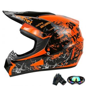 JTUZJRA Jt-01 Casque de Motocross pour Adolescents, Casque de Vélo, Norme ECE, Orange, M (wang-jie, neuf)