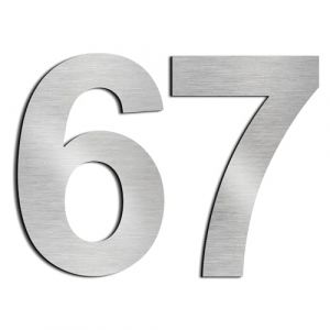 nanlyiau 2pc 3in/7.5cm Numero maison Num&eacute;ros de maison numero maisonchiffres de boite aux lettres numero maison design en acier inoxydable 304 massif(3in number 67) (nanly, neuf)