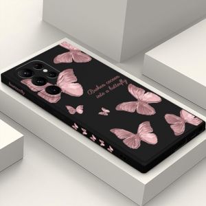 LEECG pour Samsung Galaxy S22 Ultra 5G Coque &Eacute;tui en Silicone Liquide Anti Empreintes Digitales avec Motif de Fleur Stylis&eacute; pour Samsung S22 Ultra 5G Coque-Noir 3 (LEECG CASE, neuf)