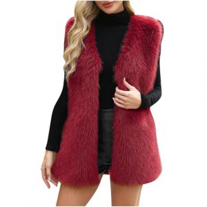 Wyongtao Gilet Femme En Fausse Fourrure Sans Manches Manteau Femme Fourrure Épais Et Chaud Veste Polaire Femme Shaggy Sherpa En Peluche Gilet Duveteux Teddy Ample Et Confortable Cardigan Blouson (Wyongtao❖, neuf)