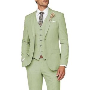 CLcaojun Costume 3 pièces pour homme - Coupe ajustée - Costume classique à un bouton - Pour mariage, bal de fin d'année, dîner, vert sauge, XL (JIESENBAIHUO, neuf)