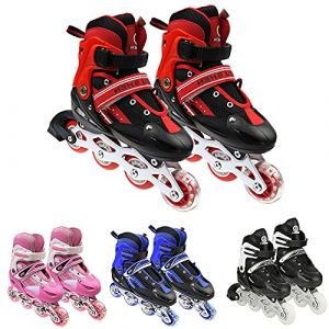 OHMG Rollers Adultes à Taille Réglable,Roller en Ligne,Roller Enfants Garçons et Filles à partir,Rollers Femmes et Rollers Hommes,Rollers Haute Qualité pour Débutants,Lumineux LED,Respirant (jusiZL, neuf)