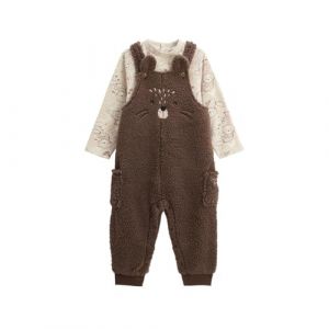 Petit B&eacute;guin - Ensemble salopette b&eacute;b&eacute; en sherpa et t-shirt Cracotte (Petit B&eacute;guin, neuf)