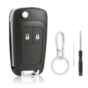 2 Boutons Coque Cl&eacute; Voiture pour Opel Adam Astra Insignia Mokka Meriva Movano Karl Cascada Zafira Tourer Chevrolet Cruze Aveo Orlando Trax Spark Captiva Matiz T&eacute;l&eacute;commande Bo&icirc;tier Clef avec Porte Cl&eacute; (JJCHQ, neuf)