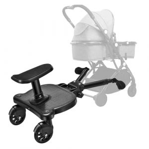 Buggy Board pour poussette universelle Kiddy Board Buggyboard avec siège à 360 ° 2 roues stables pour enfants de 2 à 6 ans (25 kg) (Aninze, neuf)