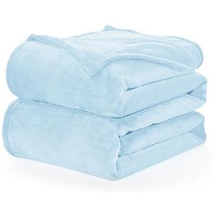 WAVVE Plaid Couverture Polaire Flanelle en Microfibre, Jeté de Canapé 220x240 Bleu Clair, Couverture lit Jete de Canape 2 Personnes, Plaid Fourrure Grand Chaud et Doux en Peluche (Wavve EU, neuf)