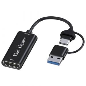 Carte D'acquisition Video USB-A/USB-C 3.0 &agrave; HDMI de MMOBIEL &ndash; 60FPS Max 4K in 1080p Out &ndash; Carte de Capture Vid&eacute;o et Audio &ndash; Streaming et Enregistrement &ndash; pour PS5, PS4, Xbox, Switch, OBS, PC etc. (Menko Telekom, neuf)