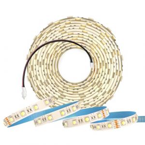 SEZO 24V 5M 300LEDs Ruban LED RGBW 4 en 1 Bande LED 5050SMD RGBWW (RGB + Blanc Chaud) Bande lumineuse Ruban Lumineuse Éclairage IP30 Non étanche pour Décorations Intérieures PCB Blanc (SEZO EU, neuf)