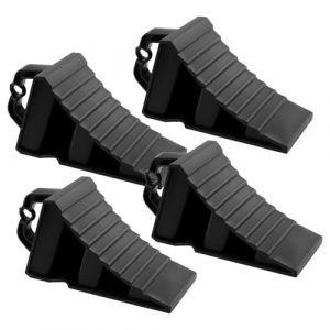 BORDEAG Lot De 4 Cale Roue Voiture, 200&times;120&times;110mm Cale Camping Car, Cales pour Camping-Car, Cales De Roue en Plastique pour Voiture, Camping Car, Remorque, Caravane avec Poign&eacute;e Noir Petit (SwiftCart Azalaya, neuf)