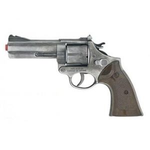 Revolver Police Metal 12 Coups a amorces Gris Argent l 21,5 cm - Pistolet Enfant - Set Jeu d'imitation Accessoire Policier + 1 Carte (cavernedesjouets, neuf)