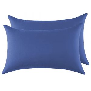 Taie Oreiller 100% Coton 50x70cm 2PCS, Taie d'oreiller Rectangulaire Puro Coton Jersey 120GSM - Housse de Coussin Résistant et Hypoallergénique Bleu (Trame Italiane, neuf)