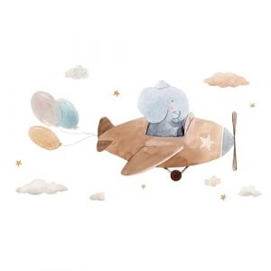 duoyif Stickers Muraux Enfants Fille Garçons, Sticker Muraux Bohème, Autocollant Mural Pour Chambre d'Enfants Chambre De Bébé Pépinière Décoration Murale (Brun Avion Éléphant A) (Guangzhou Youyi Technology Co., Ltd, neuf)
