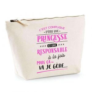 Otshirt Trousse Princesse et Responsable | Pochette Toilette Maquillage | Id&eacute;e Cadeau Petite Amie Copine Coll&egrave;gue Maman No&euml;l Anniversaire F&ecirc;te des M&egrave;res (Otshirt, neuf)