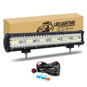 RIGIDON 45cm 360W Barre de led 4x4 avec 12V Faisceau de câblage kit, longue portée barre lumineuse led pour Offroad Véhicules Voiture camions SUV ATV, 6000K feu antibrouillard (JIANDAO, neuf)